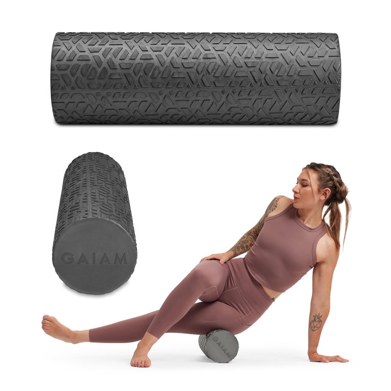 Gaiam Restore Foam Roller for Muscle Massage - Textured Muscle Massager for Stimulation, Total Body Pain Relief for Back, Neck, Foot, Calf, Leg, Arm - Deep Tissue Massager for Sore Muscles (18 Inches) - Image 1